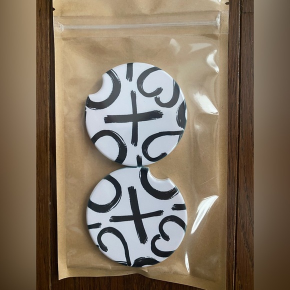matty + lux Other - New set of 2 White Black XOXO Car Coasters